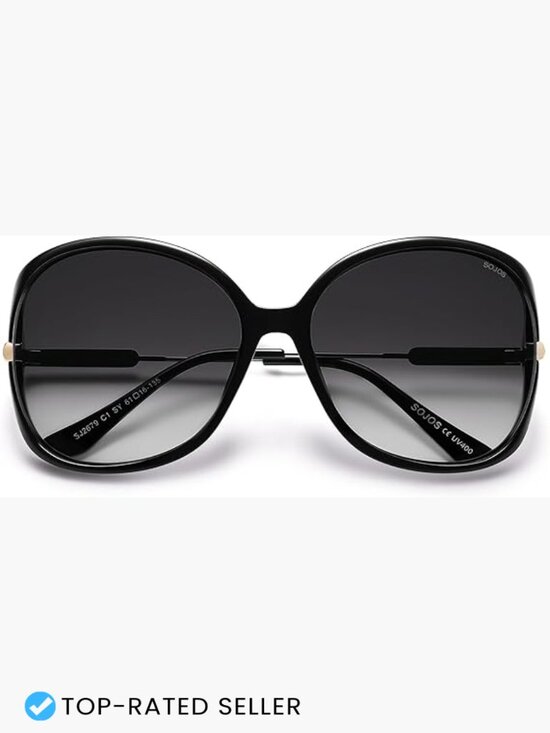Oversized Butterfly Sunglasses with Gold Arms UV Protection